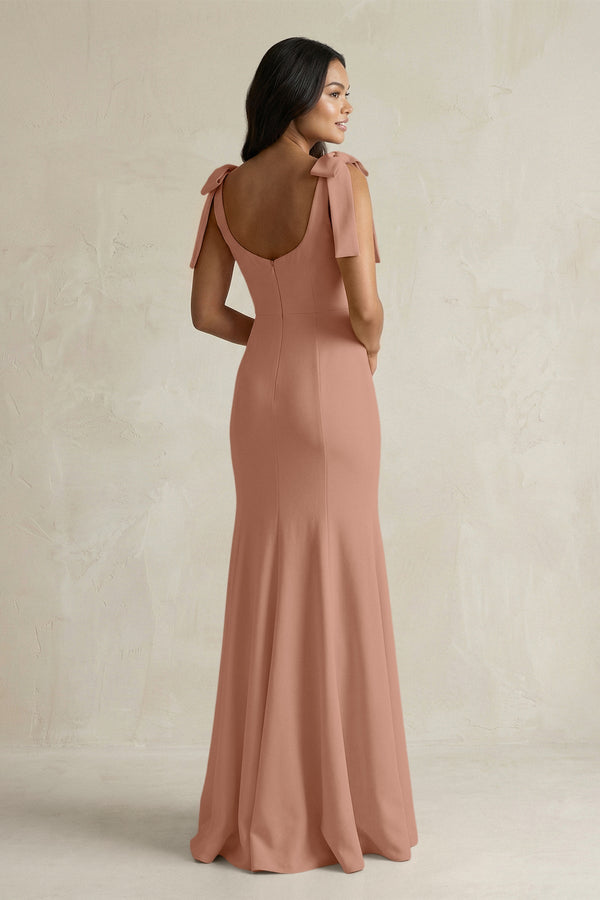 Square Neck Mermaid Bridesmaid Dress With Bow in Rosette - KISS BRIDAL Bridesmaid Dresses