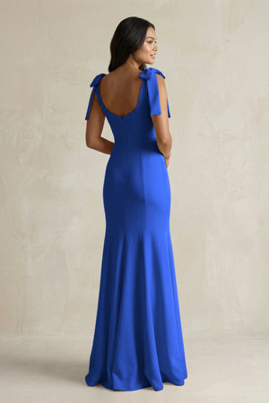 Square Neck Mermaid Bridesmaid Dress With Bow in Royal Blue - KISS BRIDAL Bridesmaid Dresses