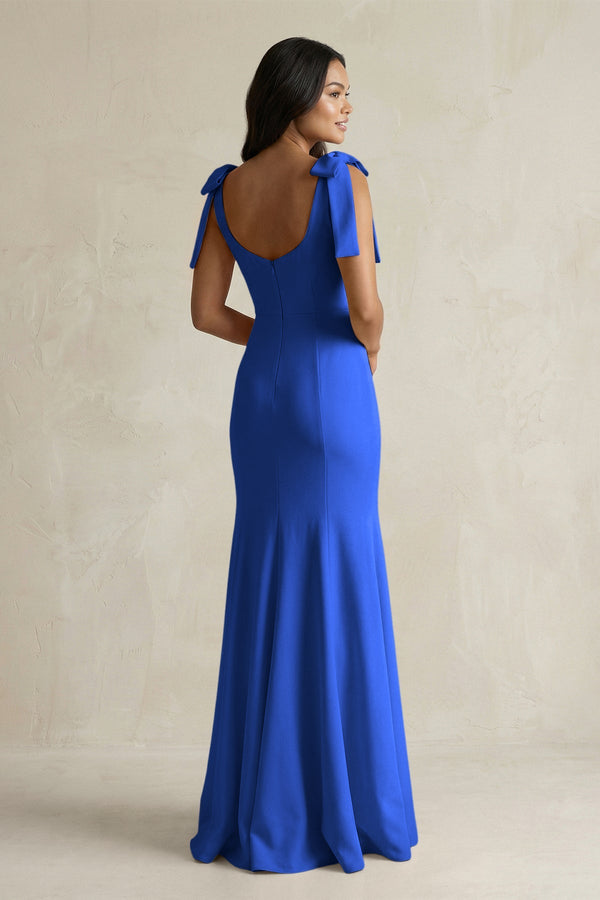 Square Neck Mermaid Bridesmaid Dress With Bow in Royal Blue - KISS BRIDAL Bridesmaid Dresses