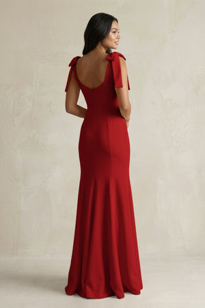 Square Neck Mermaid Bridesmaid Dress With Bow in Spice - KISS BRIDAL Bridesmaid Dresses