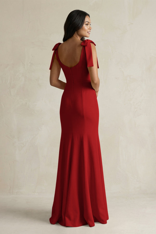 Square Neck Mermaid Bridesmaid Dress With Bow in Spice - KISS BRIDAL Bridesmaid Dresses