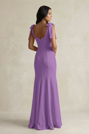 Square Neck Mermaid Bridesmaid Dress With Bow in Wisteria - KISS BRIDAL Bridesmaid Dresses