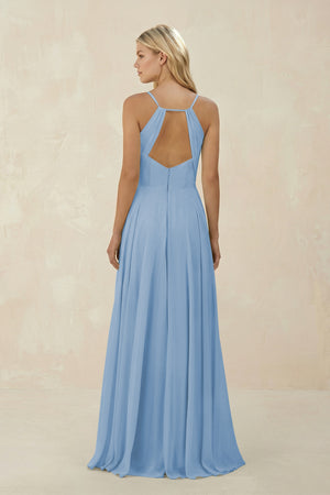 Steel Blue Spaghetti Strap A-Line Chiffon Bridesmaid Dress (2) | KISSBRIDAL