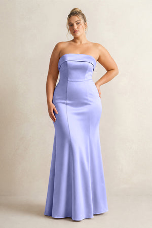 Steel Blue Strapless Satin Mermaid Bridesmaid Dress (3) [sizeplus] | KISSBRIDAL