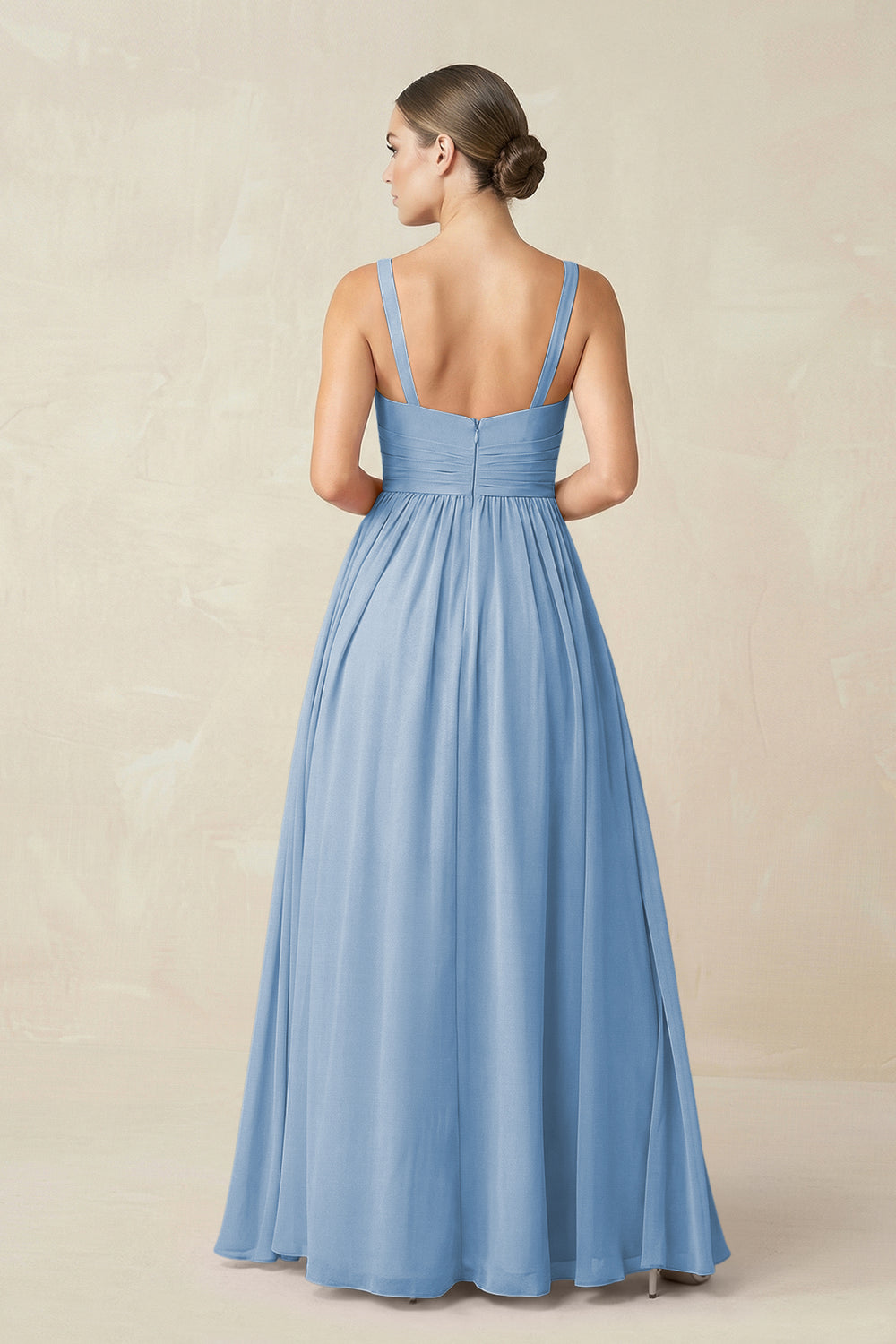Sweetheart A-Line Chiffon Bridesmaid Dress with Slit in Steel Blue