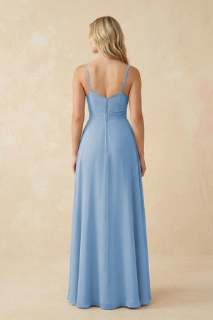 Steel Blue Sweetheart A-Line Pleated Chiffon Bridesmaid Dress (2) | KISSBRIDAL