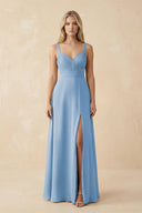 Steel Blue Sweetheart A-Line Pleated Chiffon Bridesmaid Dress | KISSBRIDAL