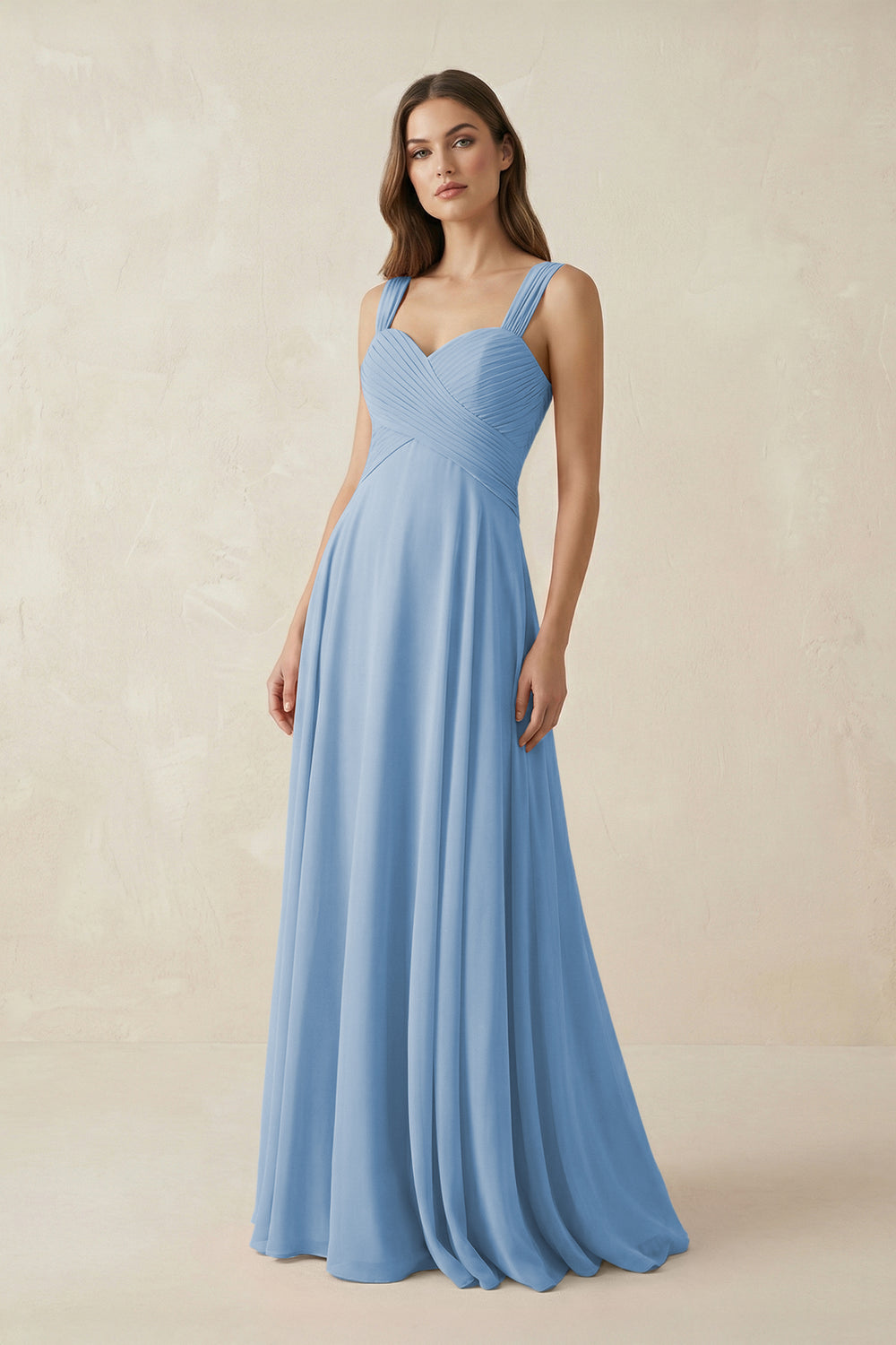 Sweetheart Pleated A-Line Chiffon Bridesmaid Dress in Steel Blue