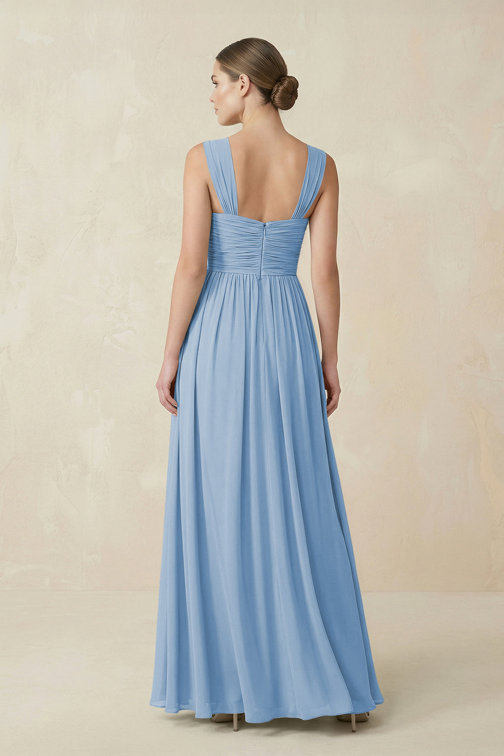 Sweetheart Pleated Chiffon A-Line Bridesmaid Dress in Steel Blue