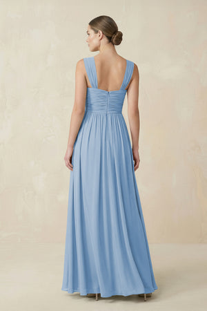 Steel Blue Sweetheart Pleated Chiffon A-Line Bridesmaid Dress (2) | KISSBRIDAL