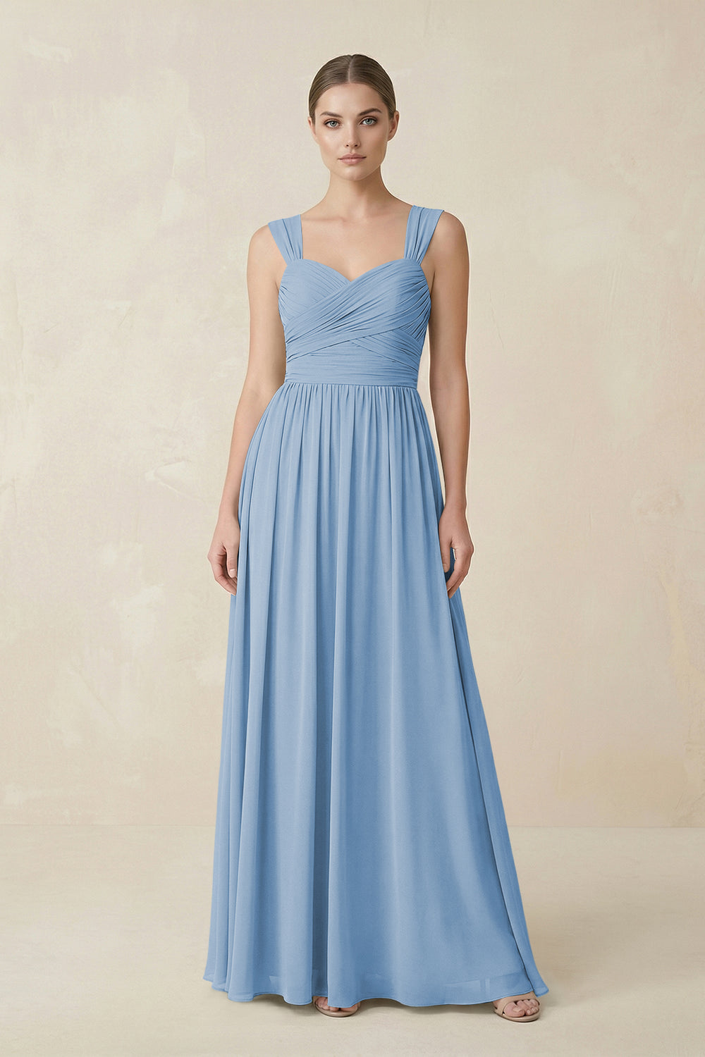 Sweetheart Pleated Chiffon A-Line Bridesmaid Dress in Steel Blue