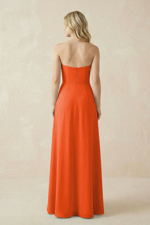 Strapless A-Line Chiffon Bridesmaid Dress With Slit in Cinnamon (2) | KISSBRIDAL