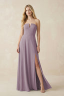 Strapless A-Line Chiffon Bridesmaid Dress With Slit in Dusk | KISSBRIDAL