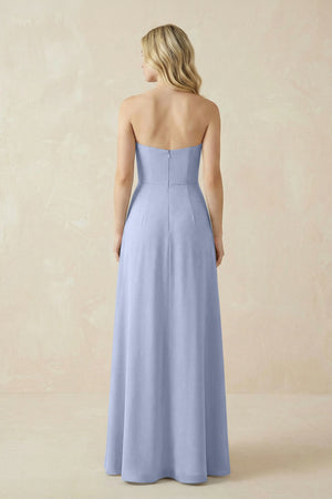 Strapless A-Line Chiffon Bridesmaid Dress With Slit in Ice (2) | KISSBRIDAL