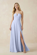 Strapless A - Line Chiffon Bridesmaid Dress With Slit in Ice - SHE IS ME Bridesmaid Dresses