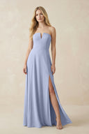 Strapless A-Line Chiffon Bridesmaid Dress With Slit in Ice | KISSBRIDAL