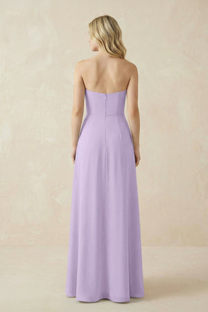 Strapless A - Line Chiffon Bridesmaid Dress With Slit in Lavender - SHE IS ME Bridesmaid Dresses