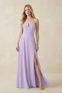Strapless A - Line Chiffon Bridesmaid Dress With Slit in Lavender - SHE IS ME Bridesmaid Dresses