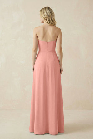 Strapless A-Line Chiffon Bridesmaid Dress With Slit in Rosette (2) | KISSBRIDAL