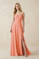 Strapless A - Line Chiffon Bridesmaid Dress With Slit in Rosette - SHE IS ME Bridesmaid Dresses