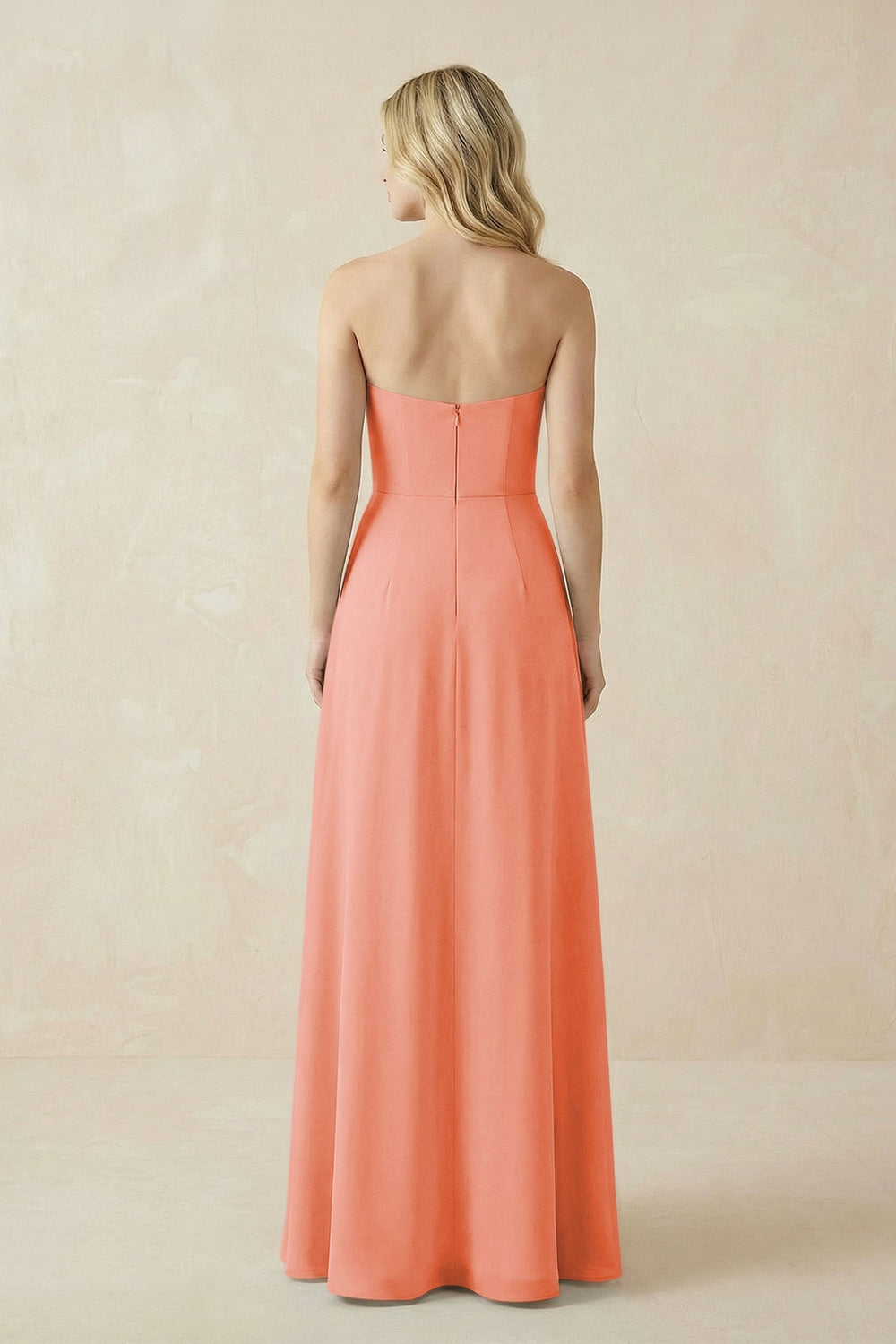 Strapless A - Line Chiffon Bridesmaid Dress With Slit in Rosette - KISS BRIDAL Bridesmaid Dresses