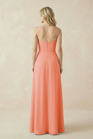 Strapless A - Line Chiffon Bridesmaid Dress With Slit in Rosette - SHE IS ME Bridesmaid Dresses