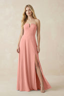 Strapless A-Line Chiffon Bridesmaid Dress With Slit in Rosette | KISSBRIDAL
