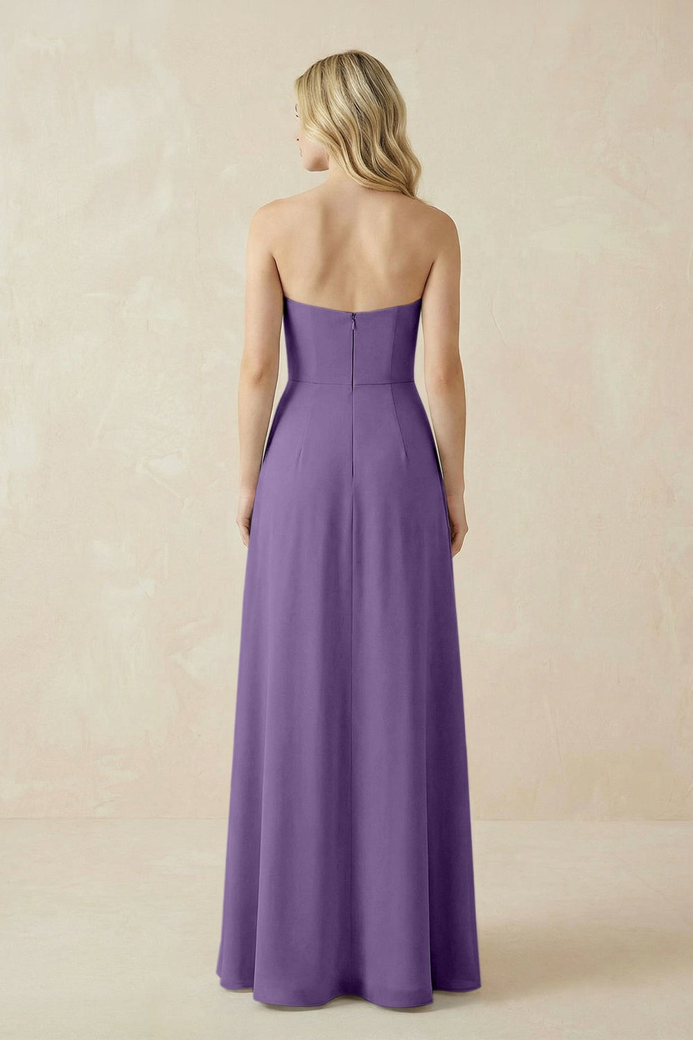 Strapless A - Line Chiffon Bridesmaid Dress With Slit in Tahiti - KISS BRIDAL Bridesmaid Dresses