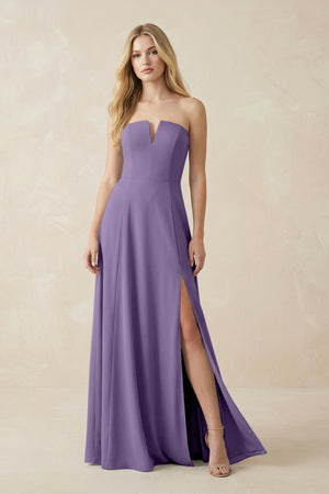 Strapless A-Line Chiffon Bridesmaid Dress With Slit in Tahiti | KISSBRIDAL