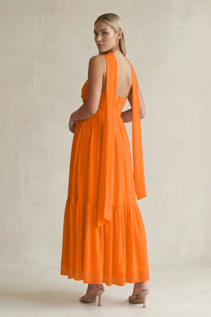 Strapless A - Line Chiffon Ruffled Bridesmaid Dress With Ribbon in Cinnamon - SHE IS ME Bridesmaid Dresses