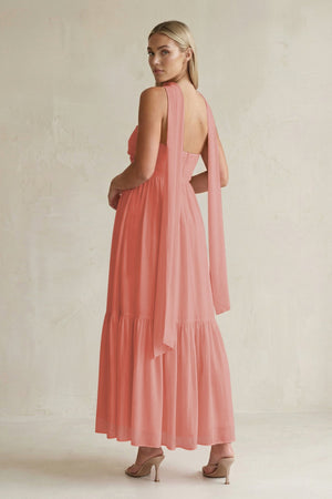 Strapless A - Line Chiffon Ruffled Bridesmaid Dress With Ribbon in Mulberry - SHE IS ME Bridesmaid Dresses