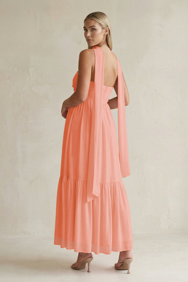 Strapless A - Line Chiffon Ruffled Bridesmaid Dress With Ribbon in Rosette - SHE IS ME Bridesmaid Dresses