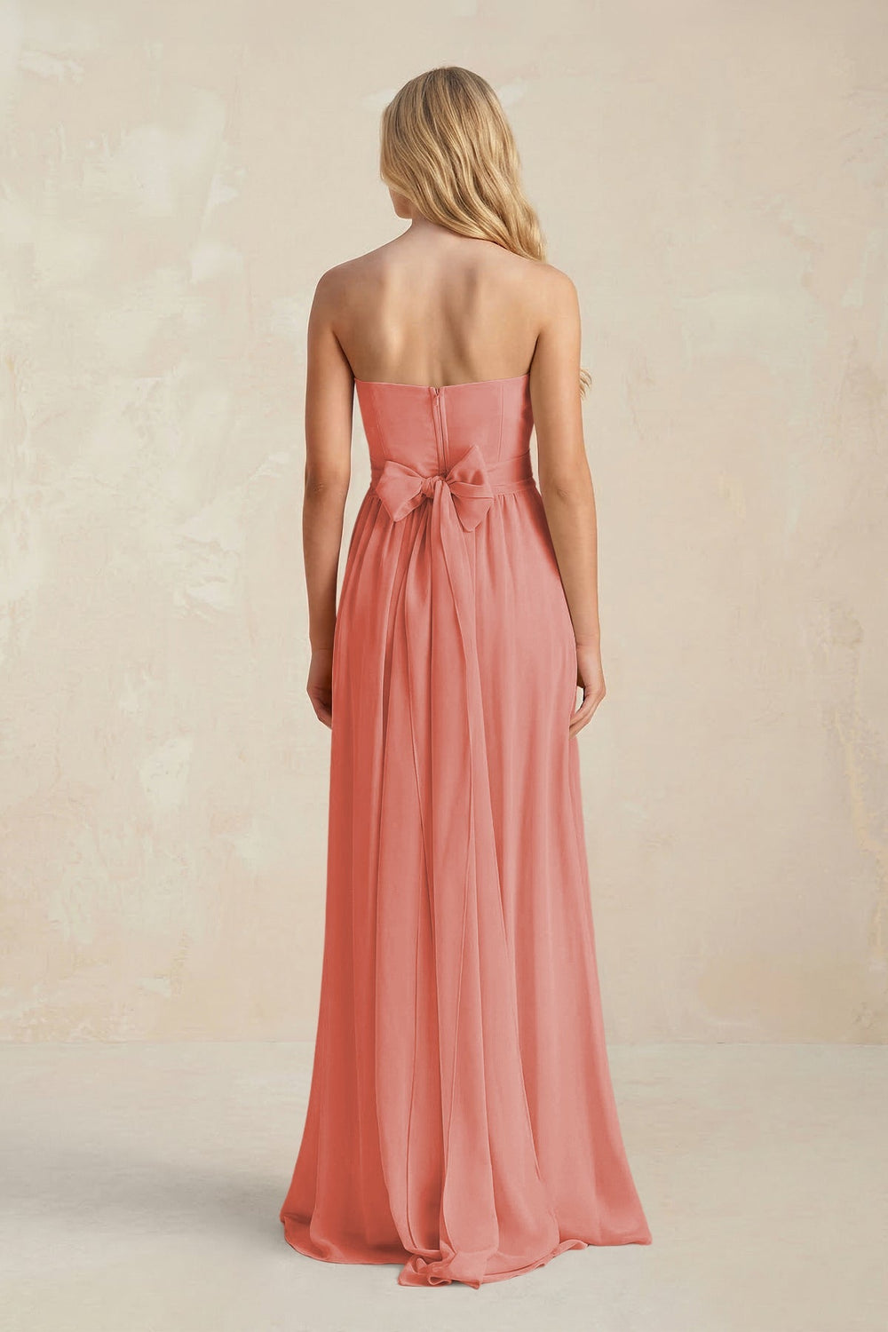 Strapless A - Line Pleated Chiffon Bridesmaid Dress With Slit in Mulberry - KISS BRIDAL Bridesmaid Dresses