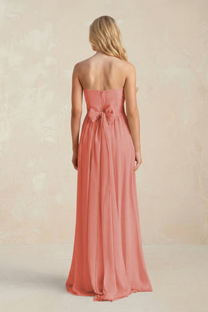 Strapless A - Line Pleated Chiffon Bridesmaid Dress With Slit in Mulberry - SHE IS ME Bridesmaid Dresses