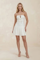Strapless A - Line Ruffled Satin Mini Wedding Dress in Ivory - SHE IS ME Wedding Dresses