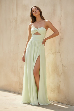 Strapless Cutout Maxi Dress in Mint Green - SHE IS ME