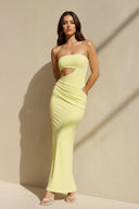 Strapless Cutout Maxi Dress in Yellow - KISS BRIDAL
