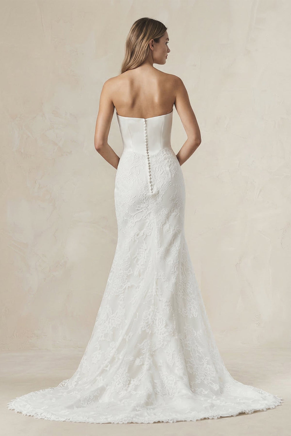 Strapless Lace Mermaid Wedding Dress in White - KISS BRIDAL Wedding Dresses