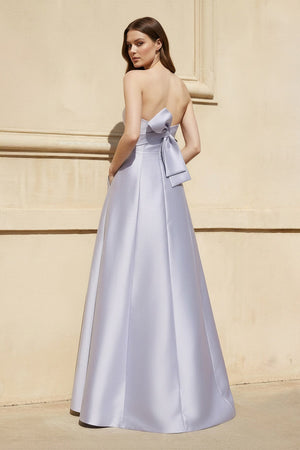 Strapless Maxi Dress with Slit in Lavender Grey - SHE IS ME