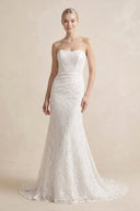 Strapless Mermaid Lace Wedding Dress with Corset in White