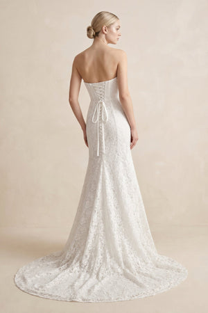 Strapless Mermaid Lace Wedding Dress with Corset in White