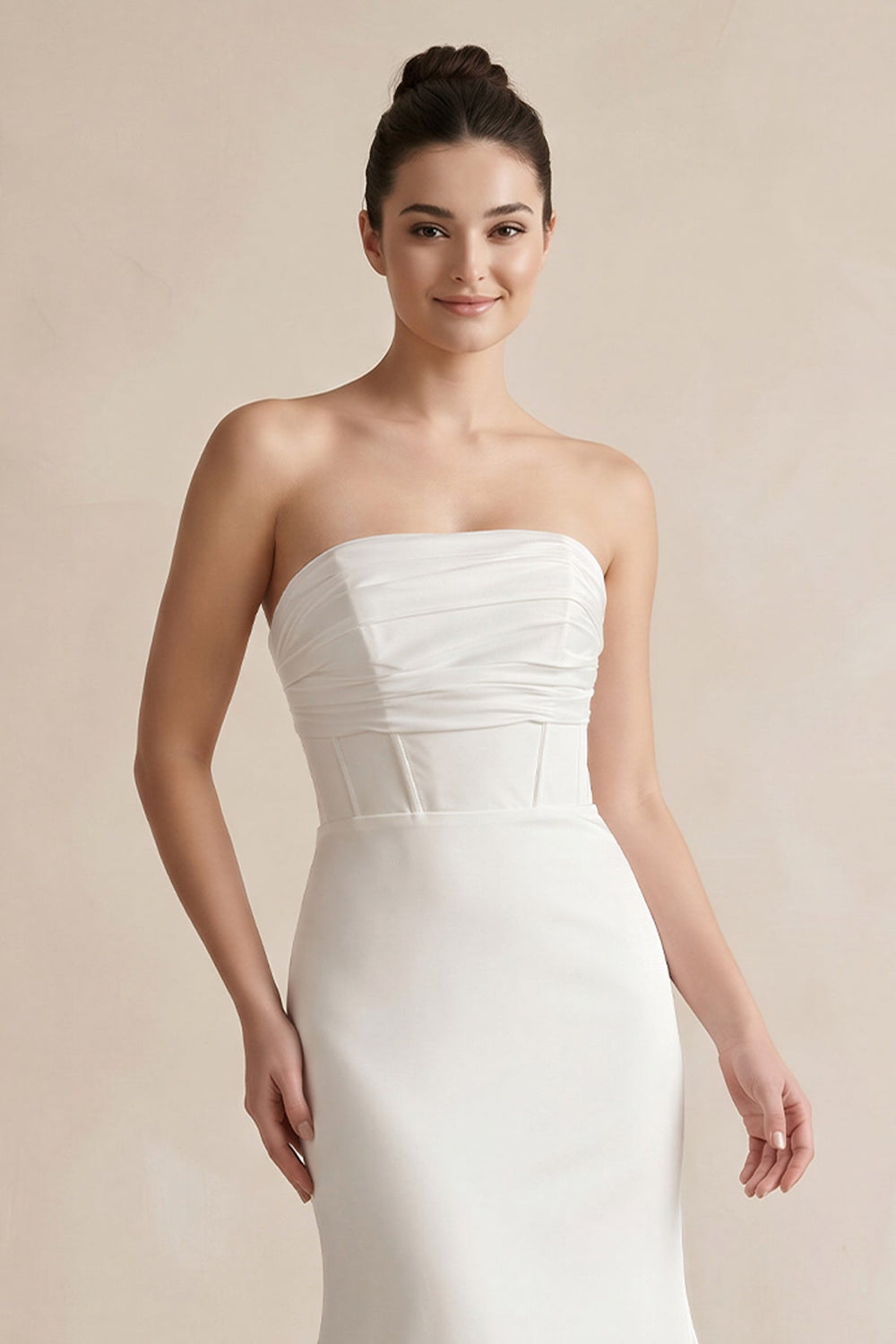 Strapless Mermaid Satin Maxi Wedding Dress in White