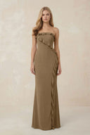 Strapless Ruffled Sheath Bridesmaid Dress in Apple Cinnamon - KISS BRIDAL Bridesmaid Dresses