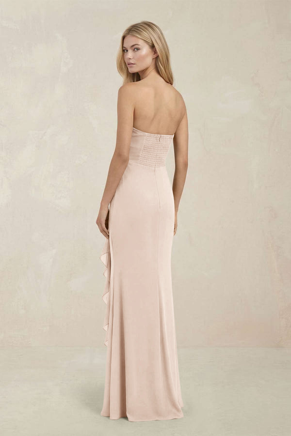 Strapless Ruffled Sheath Bridesmaid Dress in Buttercream - KISS BRIDAL Bridesmaid Dresses
