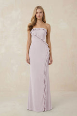 Strapless Ruffled Sheath Bridesmaid Dress in Dusk - KISS BRIDAL Bridesmaid Dresses