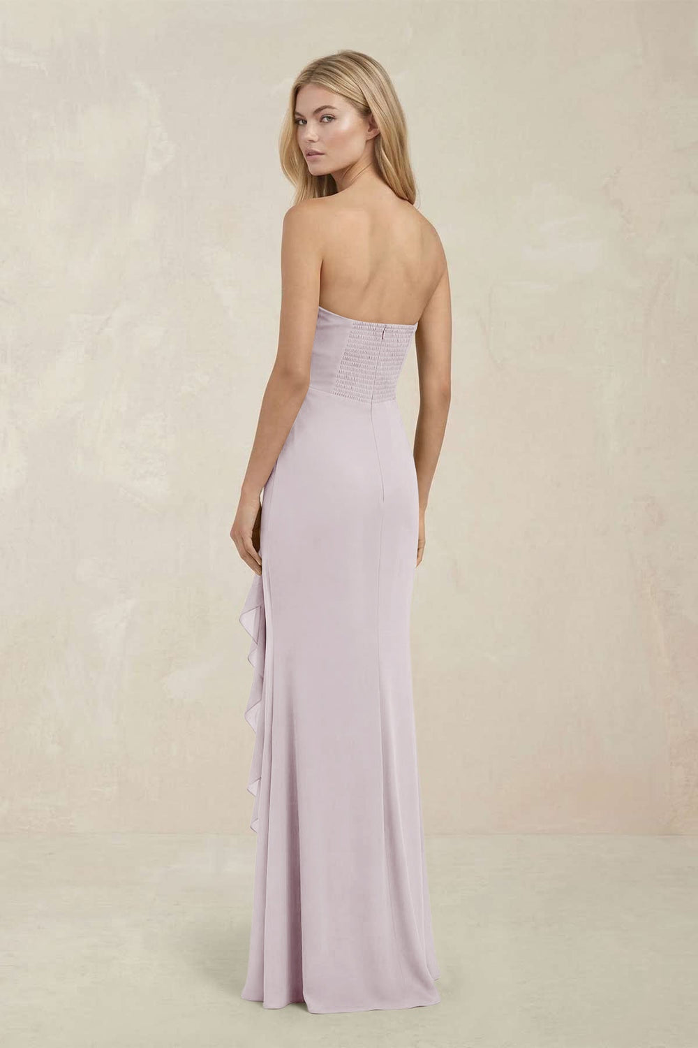 Strapless Ruffled Sheath Bridesmaid Dress in Dusk - KISS BRIDAL Bridesmaid Dresses