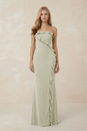 Strapless Ruffled Sheath Bridesmaid Dress in Frost - KISS BRIDAL Bridesmaid Dresses