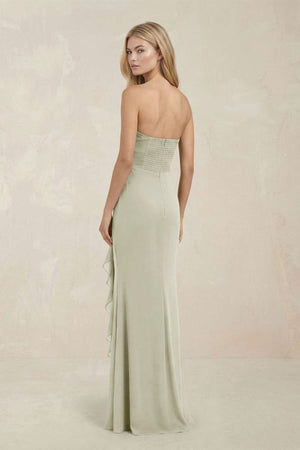 Strapless Ruffled Sheath Bridesmaid Dress in Frost - KISS BRIDAL Bridesmaid Dresses