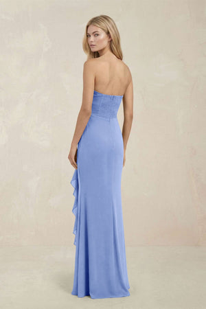 Strapless Ruffled Sheath Bridesmaid Dress in Ice - KISS BRIDAL Bridesmaid Dresses