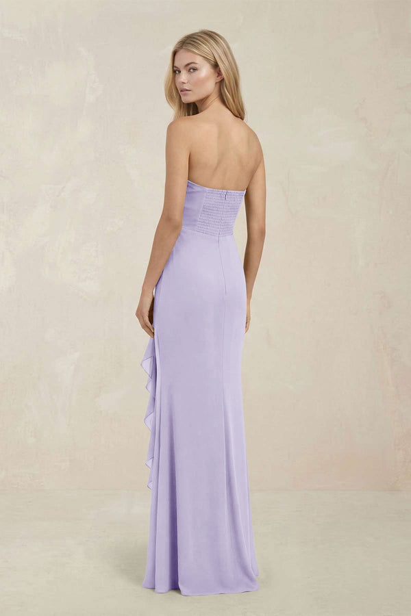 Strapless Ruffled Sheath Bridesmaid Dress in Lavender - KISS BRIDAL Bridesmaid Dresses